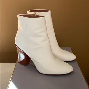 Louise et Cie Verdana White Leather Heeled Ankle Boots Booties